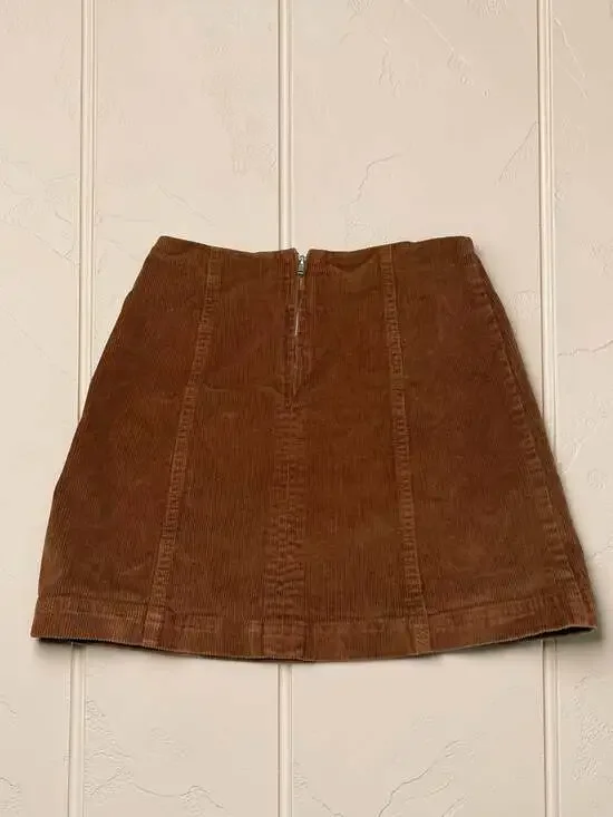 Forever 21 Brown Corduroy Back-Zip Mini Skirt Small - Picture 2 of 3